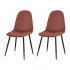 Set of 2 KLARY Scandinavian style chairs in velvet, black legs Color Pink