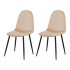 Set of 2 KLARY Scandinavian style chairs in velvet, black legs Color Beige