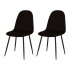 Set of 2 KLARY Scandinavian style chairs in velvet, black legs Color Black