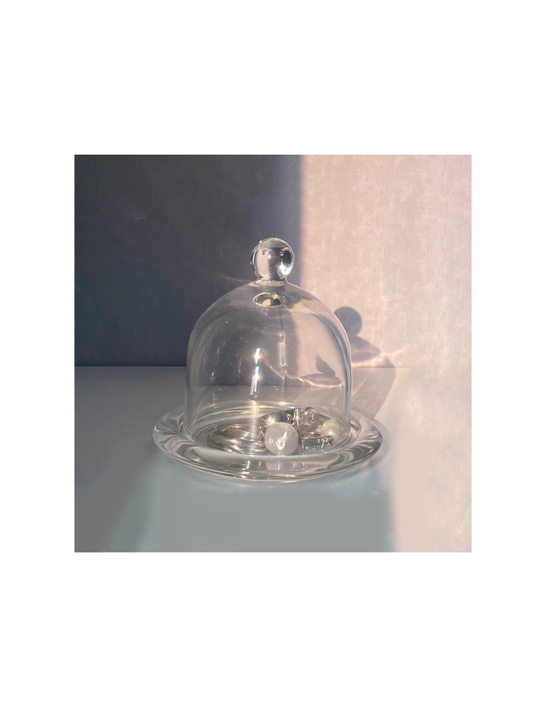 Mini cloche en verre sur socle