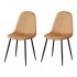 Set of 2 KLARY Scandinavian style chairs in velvet, black legs Color Brown