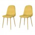 Set of 2 Scandinavian style KLARY chairs in velvet, natural legs Color Yellow