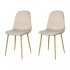 Set of 2 Scandinavian style KLARY chairs in velvet, natural legs Color Beige