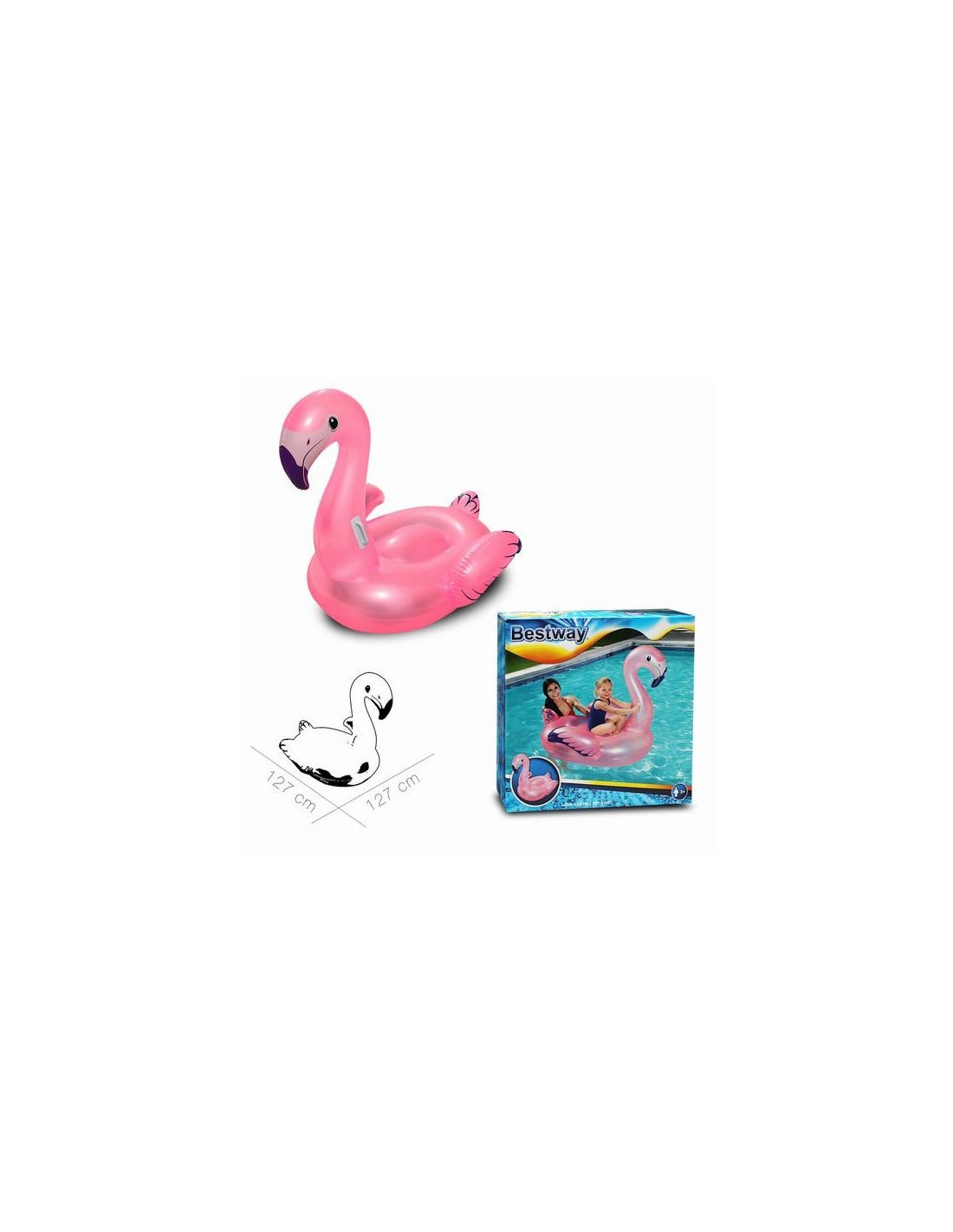 DIFFUSION 548030 Frite gonflable flamant rose - 27 x 15 x H.98 cm