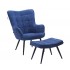 Stoffen fauteuil met bijhorende voetenbank, 80x72xH97 cm - MOOD Kleur Donkerblauw