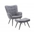 Stoffen fauteuil met bijhorende voetenbank, 80x72xH97 cm - MOOD Kleur Grijs