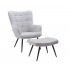 Stoffen fauteuil met bijhorende voetenbank, 80x72xH97 cm - MOOD Kleur Klaar grijs