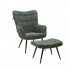 Stoffen fauteuil met bijhorende voetenbank, 80x72xH97 cm - MOOD Kleur Groen