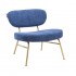 Mottled fabric armchair with golden feet, 66x65xH68 cm - GOLD Color Bleu foncé