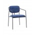 Chaise en tissu chiné accoudoirs et pieds en métal noirs, 54x55xH79 cm - MARLA Couleur Bleu foncé
