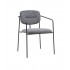 Chaise en tissu chiné accoudoirs et pieds en métal noirs, 54x55xH79 cm - MARLA Couleur Gris