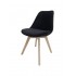 Fluwelen stoel, beukenhouten poten, 58x49,5xH82 CM- ALBA Kleur Zwart