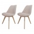 Lot de 2 chaises en velours, pieds en bois d'hêtre, 58x49,5xH82 CM-ALBA Couleur Beige