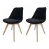 Set van 2 fluwelen stoelen, beukenhouten poten, 58x49,5xH82 CM-ALBA Kleur Zwart