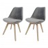 Lot de 2 chaises en velours, pieds en bois d'hêtre, 58x49,5xH82 CM-ALBA Couleur Gris clair