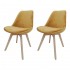 Lot de 2 chaises en velours, pieds en bois d'hêtre, 58x49,5xH82 CM-ALBA Couleur Orange