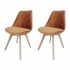Lot de 2 chaises en velours, pieds en bois d'hêtre, 58x49,5xH82 CM-ALBA Couleur Rouille