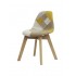 Chaise de salle à manger modernes en patchwork avec pieds en bois massif et assise rembourrée pour cuisine, salon, bureau