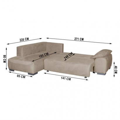 Fabric corner sofa bed 4-5 seats-Willis
