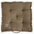 Square floor cushion in mottled cotton quilted with bangs, 40x40xEP8CM - HAND MADE Color Taupe