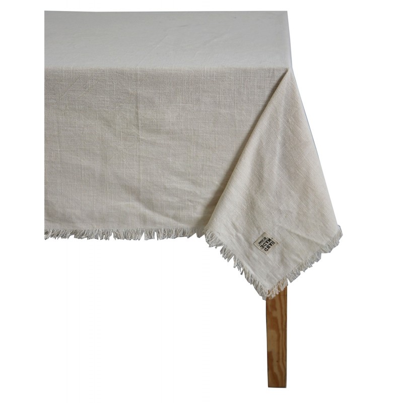 Mottled cotton tablecloth with bangs - HAND MADE