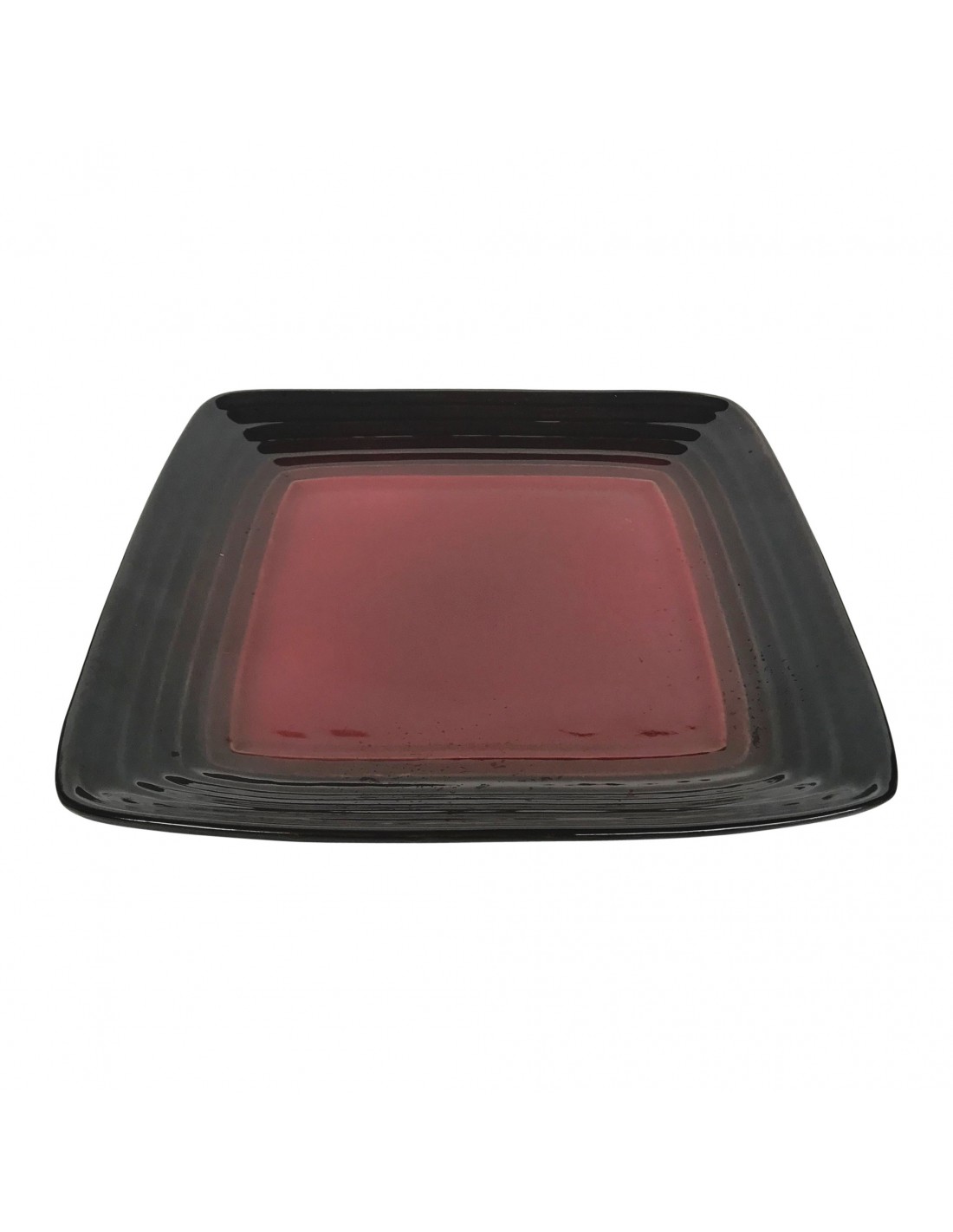 Vierkant keramisch bord rood/zwart, 25x25CM -