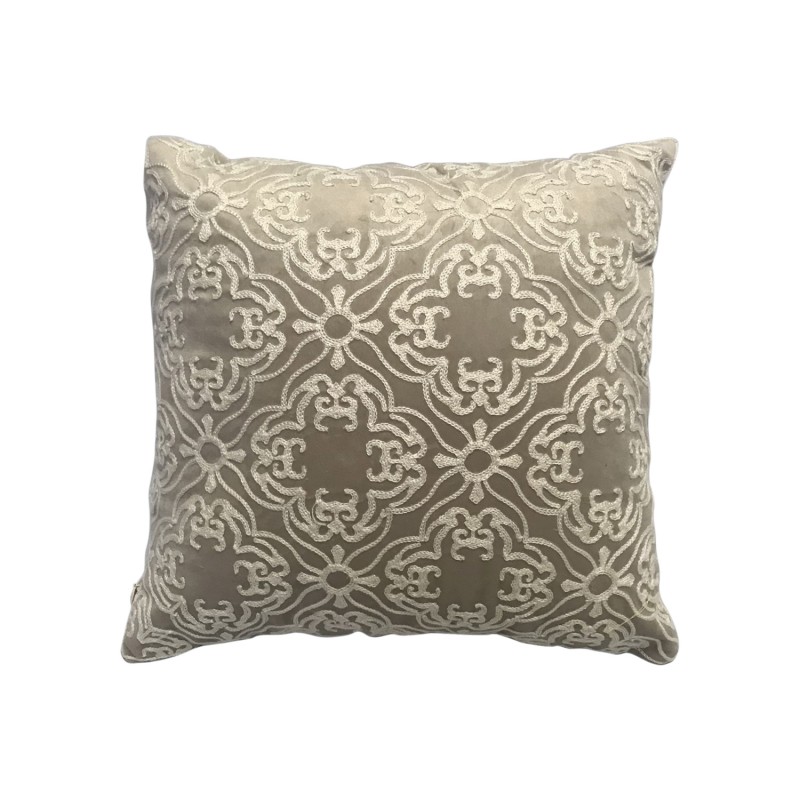 Velvet cushion with arabesque embroidery in relief, 40x40CM - HENRY