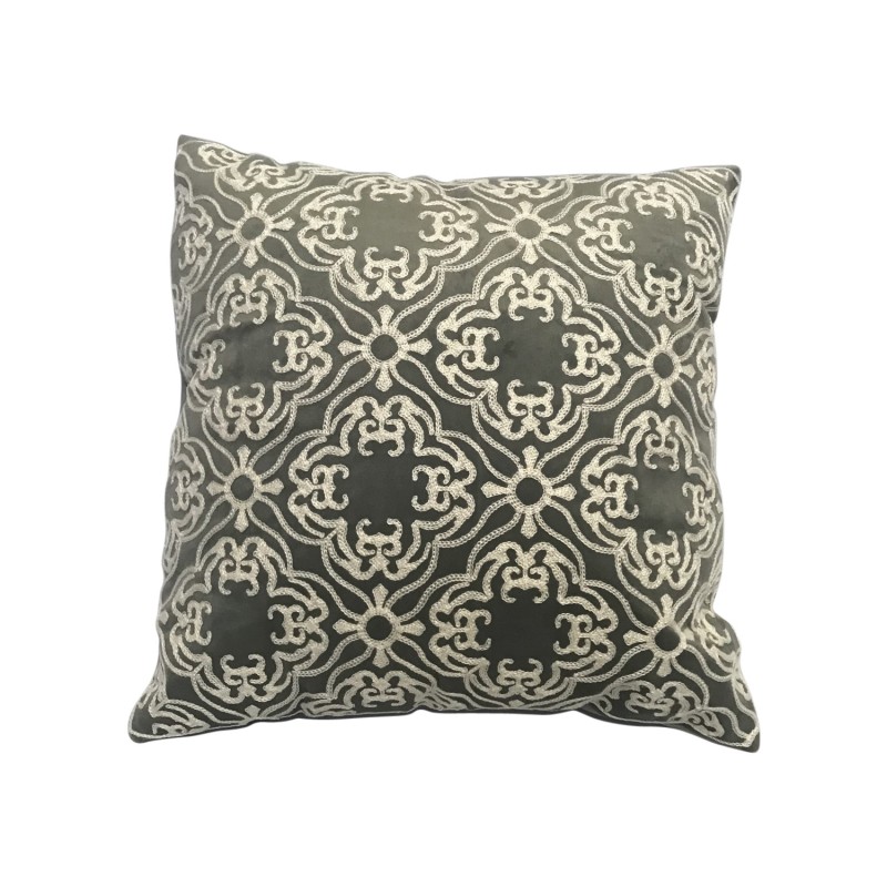 Velvet cushion with arabesque embroidery in relief, 40x40CM - HENRY