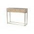 Wooden console with 2 drawers and golden metal foot, 102x35xH90CM - ASKIM