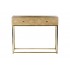 Wooden console with 2 drawers and golden metal foot, 102x35xH90CM - ASKIM