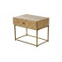 Table de chevet en bois avec pied métal doré, 48x33xH39CM - ASKIM