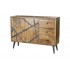 Wooden sideboard with patterned doors and drawers, 120x35xH85CM - LUND