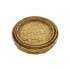 Set of 3 circular wicker trays with integrated handles