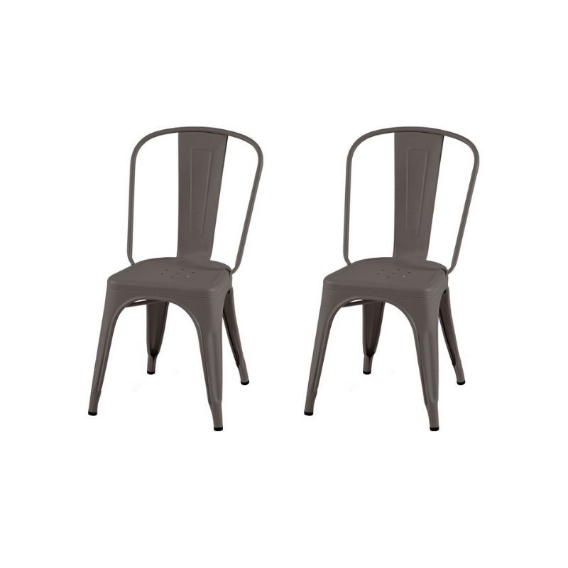 Lot de 2 chaises industrielles de salle à manger inspirée Tolix