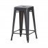 Industrial bar stool with mango wood seat inspired by tolix mat H66 Color gris foncé