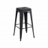 Industrial bar stool inspired by tolix H76Cm with mango wood seat Color noir mat