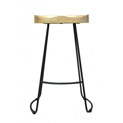 wooden bar stools with black metal legs