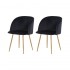 Set van 2 fluwelen stoel, 55.5x60xH83 cm - YPOS Kleur Zwart