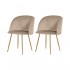 Set van 2 fluwelen stoel, 55.5x60xH83 cm - YPOS Kleur Beige