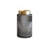 Vase en verre gris, bordure pied doré, 12x12xH20 - ORAN