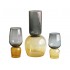 Helder glas/amber design vaas, 13.8x13.8xH27 cm- MINIA