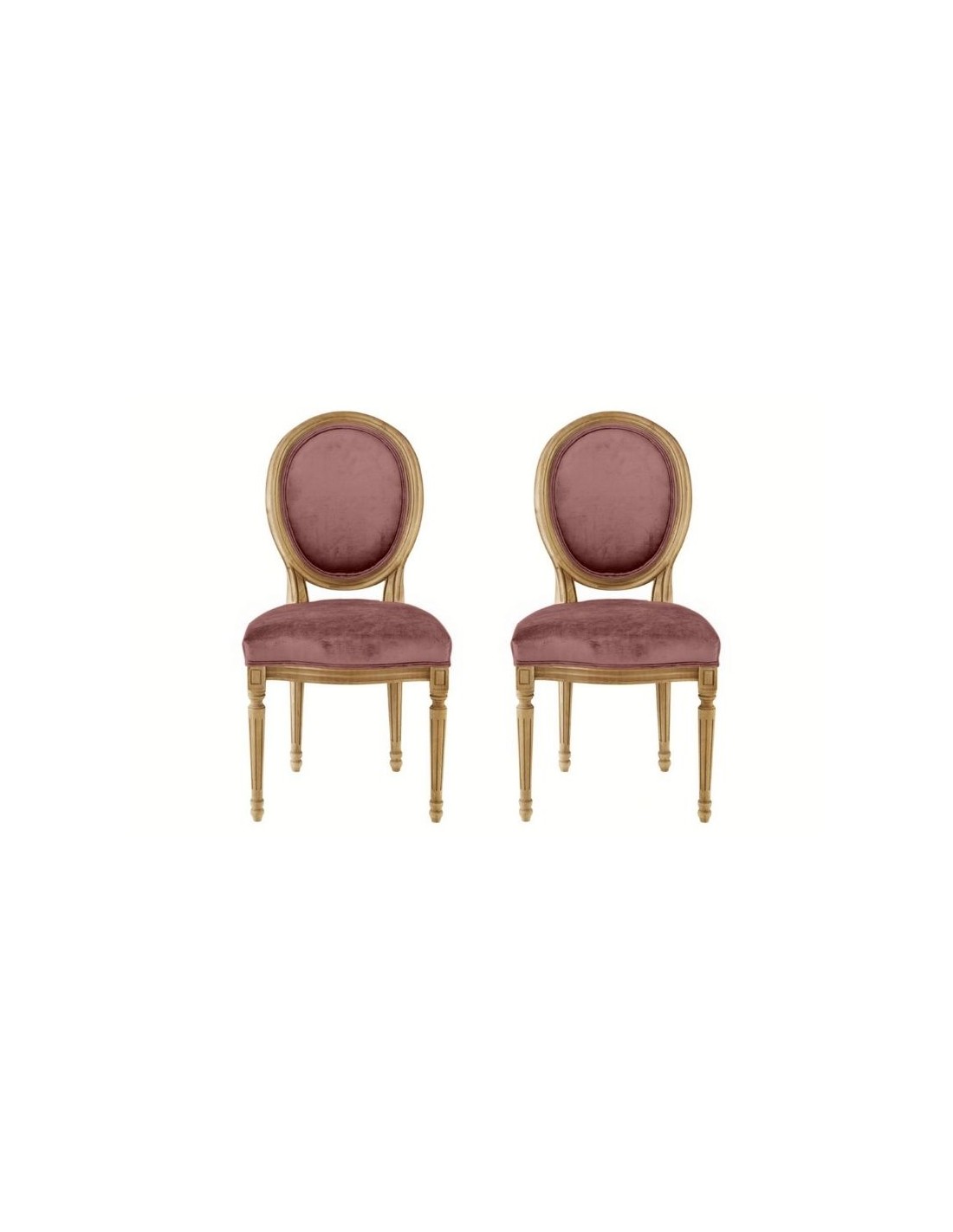 Wijde selectie Boren Cataract Set van 2 Medaillon-stoelen in fluweel LOUIS XVI, houten structuur