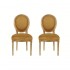 Lot de 2 chaises Médaillon en velours LOUIS XVI, structure en bois Couleur Orange