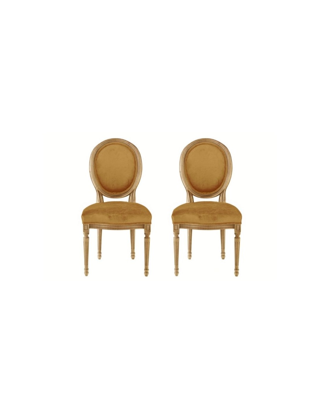 Set van 2 Medaillon-stoelen fluweel LOUIS XVI, houten structuur