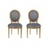Set van 2 Medaillon-stoelen in fluweel LOUIS XVI, houten structuur Kleur Klaar grijs