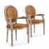 Lot de 2 chaises Médaillon avec accoudoir Style Louis XVI en velours Couleur Marron
