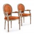 Lot de 2 chaises Médaillon avec accoudoir Style Louis XVI en velours Couleur Rouille