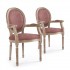 Lot de 2 chaises Médaillon avec accoudoir Style Louis XVI en velours Couleur Rose