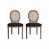 Lot de 2 chaises en velours/cannage, pieds bois, 48X46XH96 CM - MÉDAILLON Couleur Noir