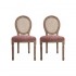 Lot de 2 chaises en velours/cannage, pieds bois, 48X46XH96 CM - MÉDAILLON Couleur Rose